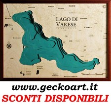 Lago di Varese Mappa Cartina 3D Quadro Moderno Map Chart | www.geckoart.it