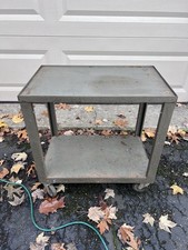 Carrello avvolgibile vintage metà secolo 2 livelli metallo industriale tv scuola trasloco utilità