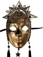 Maschera Veneziana Sole In Metallo E Carta Mache Costume Venezia Italia # 1909