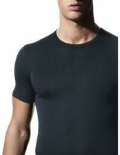 RAGNO Lana Seta Manica Corta Uomo Girocollo a V WSK MC 601597 601598 nero blu