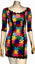 Abito pezzi puzzle MOSCHINO velluto vintage anni 90 economico e chic taglia 8