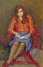 Carlo Capanni Ritratto di giovane donna grande dipinto olio originale anni 70 firmato