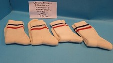Set 4 Paia di Calze Spugna Tennis Bianche con Righe Dralon Mit Vintage Nuovo