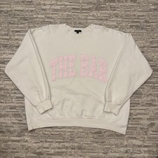 The Bar Varsity Felpa Pullover Donna XL Oversize Rosa Spell Out Rara