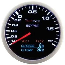 Manometro Strumento 60mm DEPO 4in1 Pressione Turbo -1+2, press+temp olio, volt