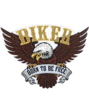 Toppa ricamata Termoadesivo Aquila Biker  con motivo "Born to be Free) 23x17 cm