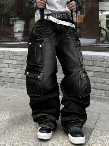 Black cargo jeans - cargo, baggy