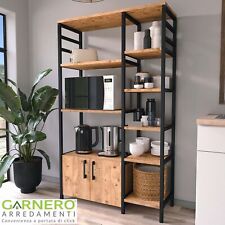 Scaffale stile industriale 2 ante 84x141cm rovere metallo BIOKO