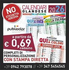 CALENDARI OLANDESI 2026 PERSONALIZZATI STAMPATI A COLORI