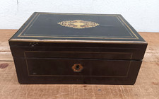 ANTICA SCATOLA  FINE '800 LACCATA IN NERO CON DECORI DORATI