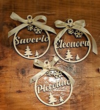 5 Palline Di Natale In Legno