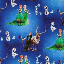 1m x 1,50m Regina di Ghiaccio Frozen Elsa e Anna Jersey di Cotone Blu