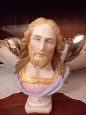Antico Cristo,  In Porcellana Francese,  Busto Fine '800.