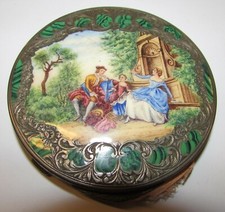 Porta cipria in argento e smalti primi 900 cesellata a mano argento 800