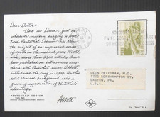 Cartolina pubblicitaria Abbott Labs 1956 per Pentothal Sodium spedita dal Perù II