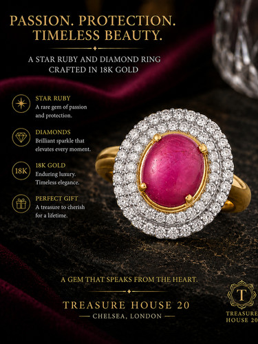 Star ruby and diamond ring - diamond, in