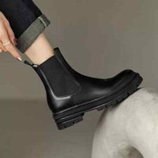 Stivali Scarpe Anfibi Donna Comodi Bassi Nero Dopo Sci Pelle Sintetica 39782