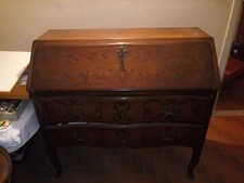 ANTICA PICCOLA RIBALTINA INTARSIATA CON DUE CASSETTI SCRITTOIO