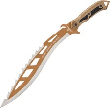 Coltello United Cutlery DESERT OPS SAWBACK KUKRI machete oro con fodero