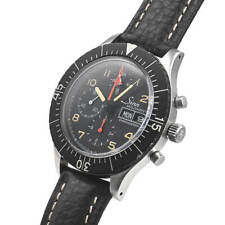 SINN 156.B Cronografo Militare Lemania 5100 Uomo Cinturino Pelle Nero Vintage