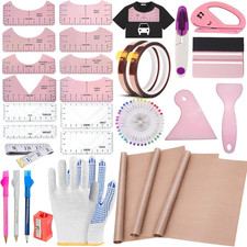Set Di 68 Pezzi Fogli Di Teflon per Maglietta,12 Guida Del Righello Della Maglie