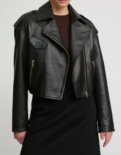 Giacca pelle nera donna biker - pelle,
