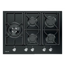 FOSTER POWER 7043632 Piano Cottura Gas 5 Fuochi Vetro Temperarto Nero cm 72x50