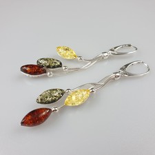 Orecchini lunghi ambra pietra