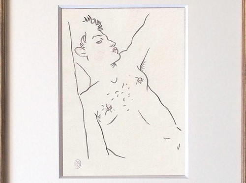 Jean cocteau drawing - drawing, male