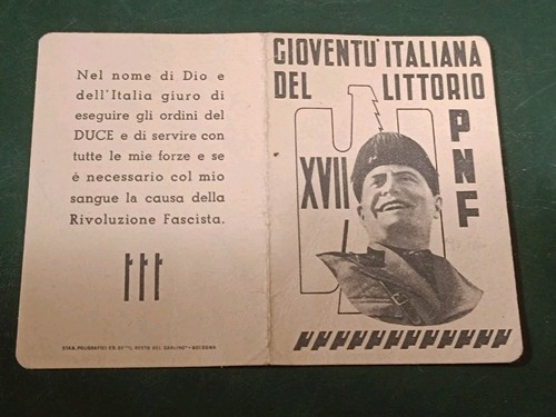 1939 tessera gioventù - tessera,