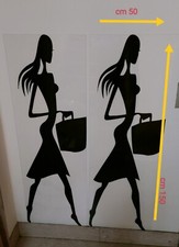 2 Pannelli Vetrina Plexiglass Con Immagine Donna Shopping