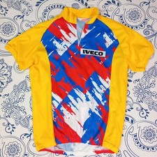 IVECO MAGLIA CICLISMO CYCLING TEE MANICA CORTA TG M CRAZY PATTERN COLOR VTG 90S 