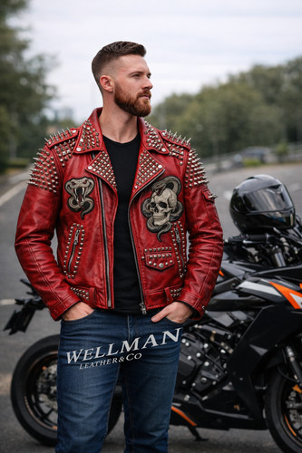 Giacca biker uomo - , pelle