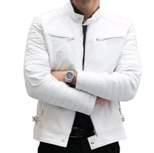 Giacca biker uomo bianca vera