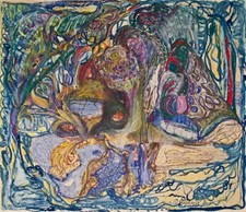 Erika Doblaff astratto firmato tecnica mista 1992