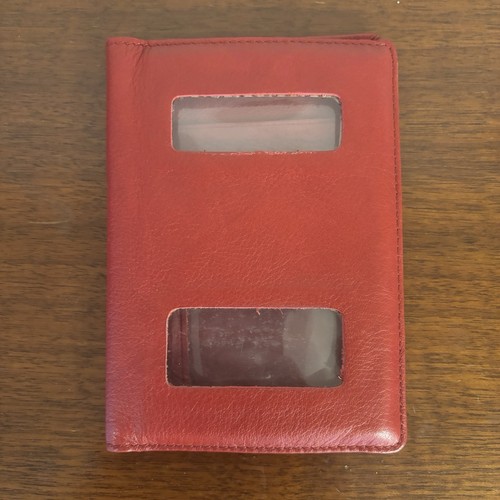Vintage red leather passport - red,