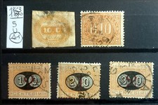 ITALY REGNO 1863-90 SEGNATASSE 10 C GIALLO + ARANCIO + MASCHERINE -  5 STAMPS U