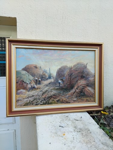Ancien tableau signe - , maurice