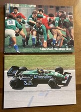 Pubblicità Benetton (Rugby Treviso 1983 e Tyrrell Team F1) - due cartoline