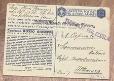 POSTA MILITARE FRANCHIGIA CARTOLINA CAPITANO ROSSO GIUSEPPE MEDAGLIA D’ORO BARI