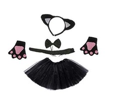 Set Costume Gatta Nera Bimba Tutu Cerchio guanti papillon coda L.274