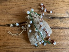 3 Bracciali all'uncinetto con perle di fiume (filo oro verde bronzo)