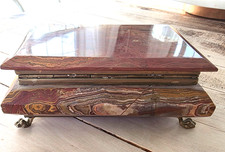 Portagioie/gioielli/vanity box con cerniera piedi artiglio marmo onice italiano e ottone GRANDE