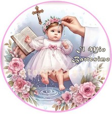 Cialda Ostia per torte Battesimo Bimba grande A3 cm. 28 di diametro