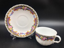 TAZZA TAZZINA TE' CAFFE'  PORCELLANA TIPO LIMOGES MONT VENUS FIORI ORO