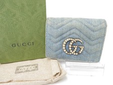 Autentico portafoglio compatto in tela Gucci GG Marmont I#48054