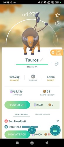 Tauros non shiny - tauros, régional