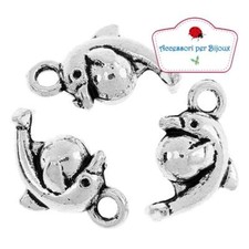 25 Ciondoli Delfini 15x10mm color Argento  per creazioni