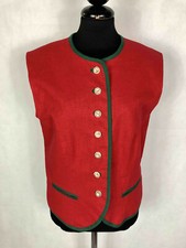 TIROLO VINTAGE '80 Gilet Panciotto Donna Lino Cotone Tirolese Rosso Sz.M - 44