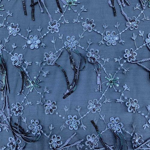 Tessuto tulle ricamato fiori - ricamato,